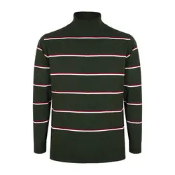 پلیور بافت مردانه مدل یقه اسکی راه دو رنگ سبز