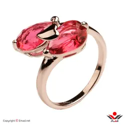 انگشتر زنانه ژوپينگ نقره ای جفت نگین قرمز کد 135