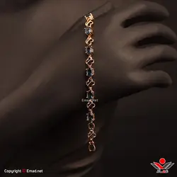 دستبند زنانه ژوپينگ با سنگ آبي نفتي کد 205