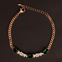 دستبند زنانه ژوپينگ نگين دار سبز زمردي کد 211