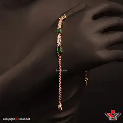 دستبند زنانه ژوپينگ نگين دار سبز زمردي کد 211