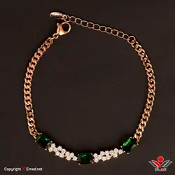 دستبند زنانه ژوپينگ نگين دار سبز زمردي کد 211