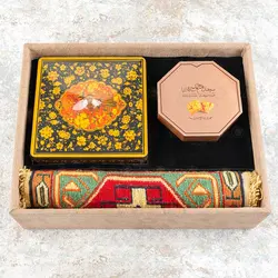 پک هدیه شکلات خوری دکوپاژ و گلیم ورنی