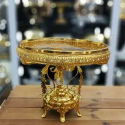 شیرینی خوری نگین دار پایه برگ طلایی اماراتی 1722