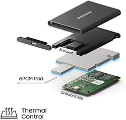 هارد SSD اکسترنال سامسونگ مدل T7 Portable Grey ظرفیت 1 ترابایت