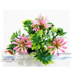 گیاه مصنوعی آکواریوم مدل بوته کوچک گلدار 7 سانت کد 690 (سبز-صورتی)boteh code 690