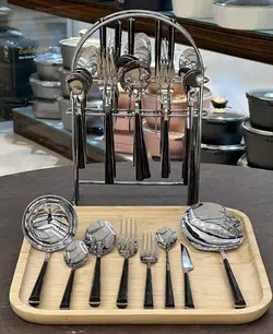 سرویس قاشق چنگال 6 نفره 39 پارچه استنددار مشکی استارمکس کد K1