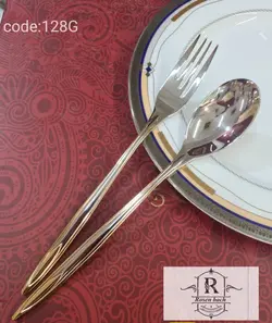 سرویس قاشق چنگال طلایی نقره ای 30 نفره آلمانی رزنباخ کد 128G