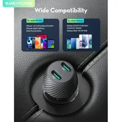 شارژر فندکی 25 وات مدل RP-VC032 راوپاور – Car charger