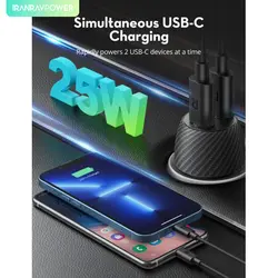شارژر فندکی 25 وات مدل RP-VC032 راوپاور – Car charger