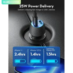 شارژر فندکی 25 وات مدل RP-VC032 راوپاور – Car charger
