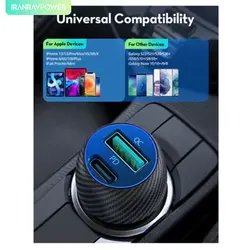 شارژر فندکی 25 وات مدل RP-VC030 راوپاور – Car Charger