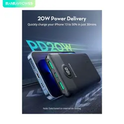پاوربانک 10 هزار میلی آمپر 20 واتی راوپاور – Ravpower PD Pioneer 10000Mah 20W 3-Port Power Bank مدل – RP-PB1204