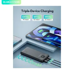 پاوربانک 10 هزار میلی آمپر 20 واتی راوپاور – Ravpower PD Pioneer 10000Mah 20W 3-Port Power Bank مدل – RP-PB1204
