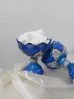 کاسه پایه دارمیناکاری(مناسب قندان،آجیل خوری،بستنی خوری)