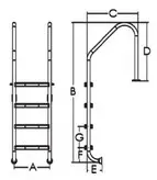 نردبان پله استخر ایمکس مدل STANDARD NSL215-S