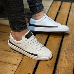 کفش چرم ونس مردانه طبی مدل Hermes (paris) ترمو و سبک سایز بندی ۴۰ تا ۴۴ رنگ سفید طوسی