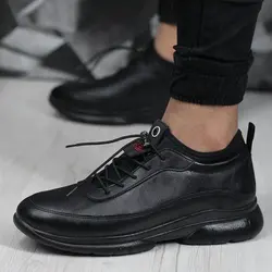 کفش چرم مردانه مدل Classic طبی زیره ترمو و سبک سایز بندی ۴۰ تا ۴۴ رنگ مشکی براق