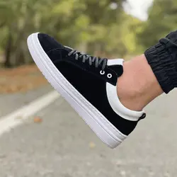 کفش چرم ونس مردانه مدل چرم جیر طبی زیره ترمو و سبک سایز بندی ۴۰ تا ۴۴ رنگ مشکی سفید