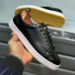 کفش چرم ونس مردانه مدل Simple طبی زیره ترمو و سبک سایز بندی ۴۰ تا ۴۴ رنگ مشکی براق