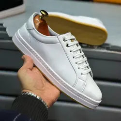 کفش چرم ونس مردانه مدل Simple طبی زیره ترمو و سبک سایز بندی ۴۰ تا ۴۴ رنگ سفید