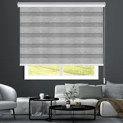 پرده زبرا ساده اداری طوسی روشن line-407