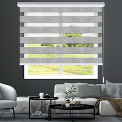 پرده زبرا ساده اداری طوسی روشن line-407