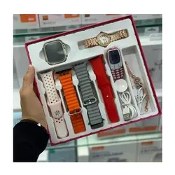 ست هدیه ساعت هوشمند اولترا، موبایل و اکسسوری زنانه TK700 