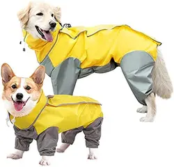 کت بارانی تمام بدن سگ ( ژاکت پانچو ضد آب با کلاه جدا شونده ) برند: SUNFURA کد : P 506