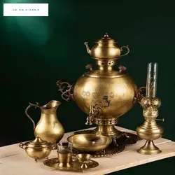 سماور زغالی برنجی کروی 7 لیتری، بسیار زیبا، با کیفیت و با دوام و رنگ ثابت