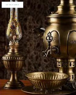سماور زغالی برنجی 2.5 لیتری با روکش نانو، آنتیک کاری شده و دست ساز
