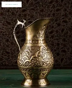 سماور برنجی زغالی 5 لیتری با قلمزنی زیبا و فوق العاده، دارای روکش نانو