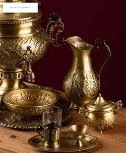 سماور زغالی برنجی ۶ لیتری طرح شیر و خورشید، دارای روکش نانو و رنگ ثابت