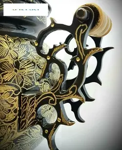 سماور زغالی برنجی مدل توپی دسته توری، ریز قلم بسیار زیبا و ظریف، کیفیت بالا