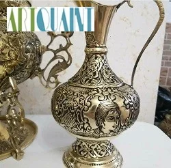 سماور برنجی 6 لیتری عدسی سه پایه مشابه روسی، ریز قلم، سفارشی و با کیفیت