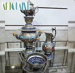 سرویس سماور 3 لیتری قلمزنی مینیاتوری، با کیفیت و ورق ضخیم و روکش کوره ای