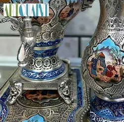 سرویس سماور 3 لیتری قلمزنی مینیاتوری، با کیفیت و ورق ضخیم و روکش کوره ای