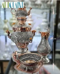 سرویس کامل سماور روکش نقره ریز قلم ۳.۵ لیتری، رنگ ثابت و با کیفیت