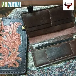 کیف حکاکی چرمی دست رنگ با استفاده از چرم گاوی کراست، ظریف و زیبا