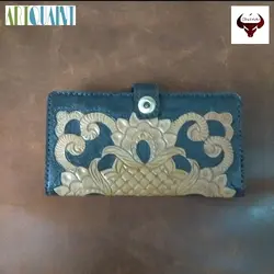 کیف پول چرمی زنانه حکاکی شده دستدوز زنانه چرم گاوی کراست دوخته شده با نخ ایتالیایی