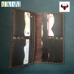 کیف پول حکاکی شده مردانه دوخته شده با نخ ایتالیایی و پرداخت شده با موم چرم کراست گاوی