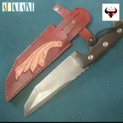 غلاف چرمی حکاکی شده چاقو دست رنگ و دستدوز بسیار شیک و بادوام