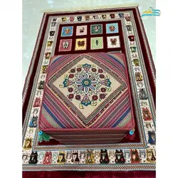 پاف صندلی گلیمی دستباف سیرجان مناسب پای مبل و تخت سنتی با رنگ طبیعی درجه 1