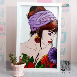 تابلوی نقاشی چهره ویترای دورگیر دست ساز ریتا، رنگ ثابت و هدیه ای خاص