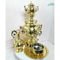 سماور برنجی زغالی 6 لیتری، داخل قلع کاری شده، کیفیت درجه 1 صادراتی