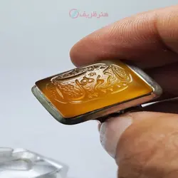 انگشتر مردانه عقیق هندی تراش مستطیل با درج مهر النور