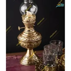 سماور برنجی زغالی شش لیتری با ارتفاع 57 سانت و ورق ضخیم برنج