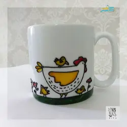 ماگ خروس ،فانتزی ویترای با طرحی خاص و زیبا قابل شستشو و کاملا دست ساز