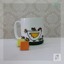 ماگ خروس ،فانتزی ویترای با طرحی خاص و زیبا قابل شستشو و کاملا دست ساز