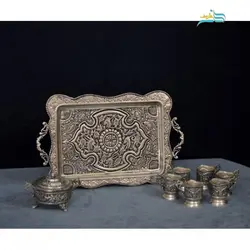 سرویس سماور و چای خوری و تنگ شاخدار با روکش کوره ای، مقاومت بالا و رنگ ثابت
